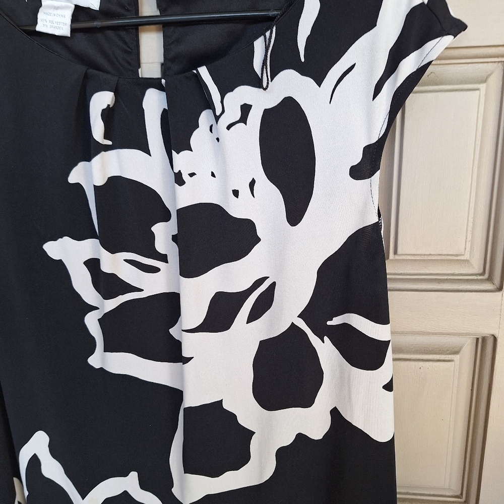 My Favorite Dress! Stuudio London Times Blk/Wht Sz12 Cap Sleeves Poly/Spandex - Picture 6 of 8